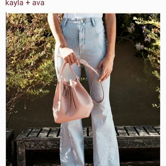 Kayla + Ava cross body bucket bag in blush pink - Picture 2 of 8